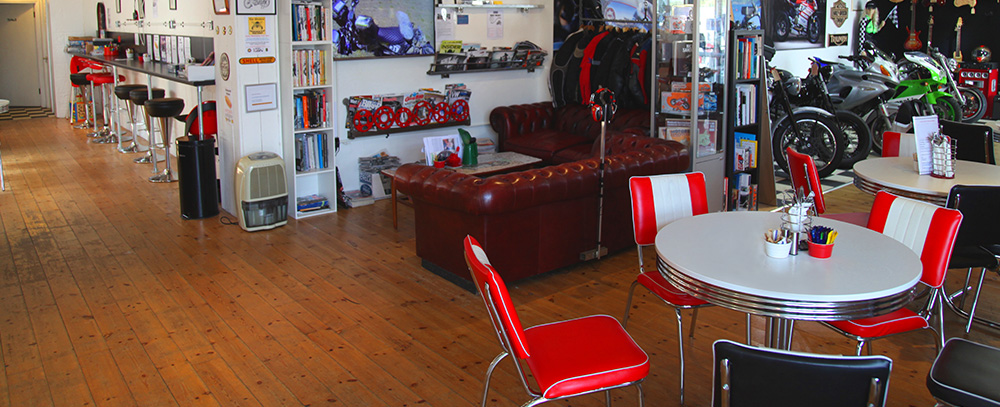 Inside the Chequered Flag Cafe Liskeard